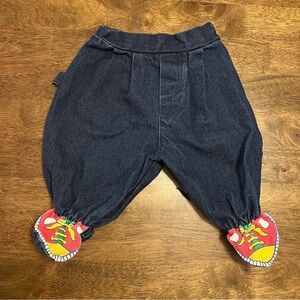 Vintage 90's Y2K 6-9 Month Baby Jeans With Stretchy Waist And Sneaker Footies